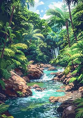 Hawaii River Pixel Art