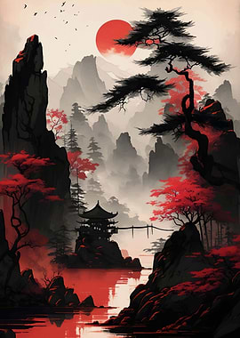 Japan Landscape Watercolor