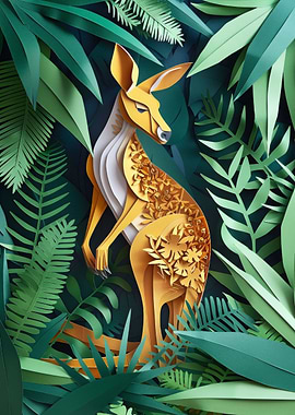 Kangaroo Floral Paper Craf