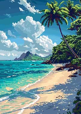 Hawaii Beach Pixel Art