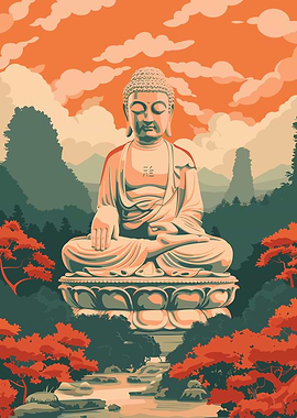 Vintage Retro Buddha Art