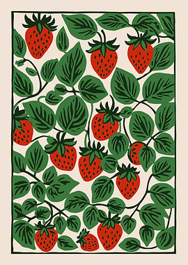 Vintage Strawberry Art