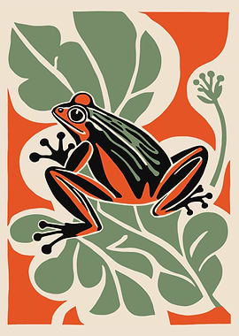 Vintage Frog Print