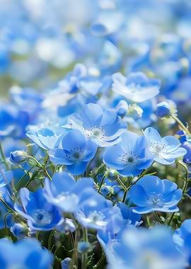 Blue Flowers in Bloom