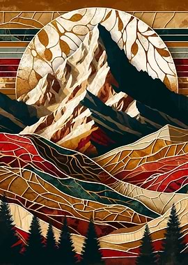Abstract Golden Mountains