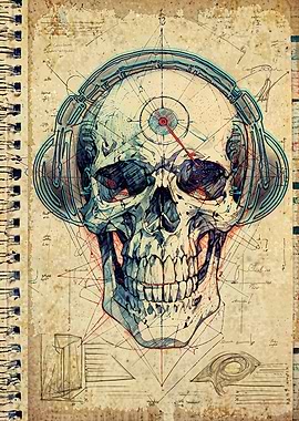 Rad Music Skull Sketchbook