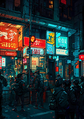 cyberpunk city night neon