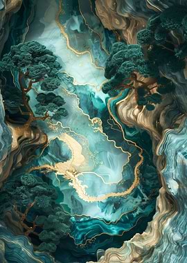 Kintsugi Pine Trees Jade