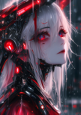 White Red Anime Lady