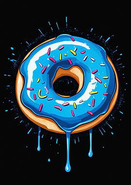 Blue Chalk Donut Painting