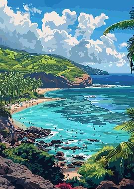 Hawaii Kauai Pixel Art