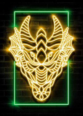 DRAGON HEAD NEON SIGN ART