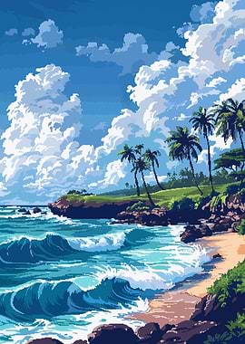 Kauai Hawaii Pixel Art