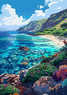 Hawaii Kauai Pixel Art