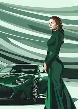 Aston Martin car and girl