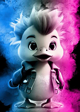 Duck with colorful smoke