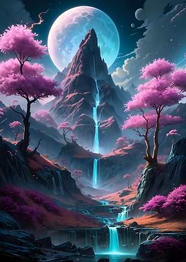 Serene Mountain Waterfall