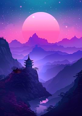 Temple Retro Mountain