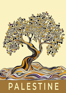 Palestine Olive Tree Print