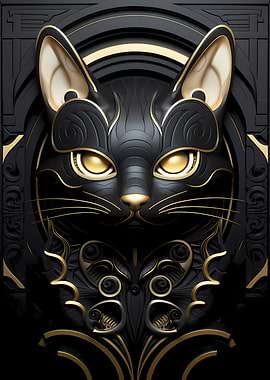 Elegant Golden Black Cat
