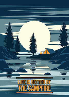 Moonlit Campfire Night