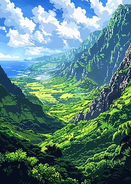 Kauai Hawaii Pixel Art