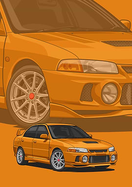 Mitsubishi Lancer orange