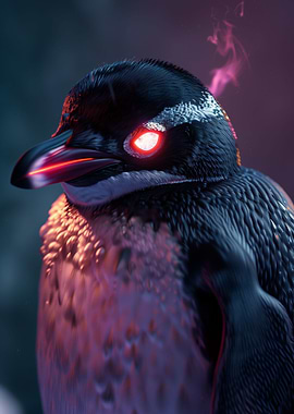 Surreal Penguin Glowing