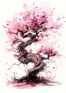 Watercolor blossom tree