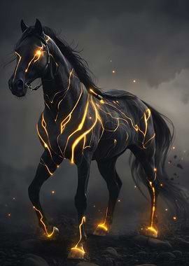Horse Black Fantasy Glow