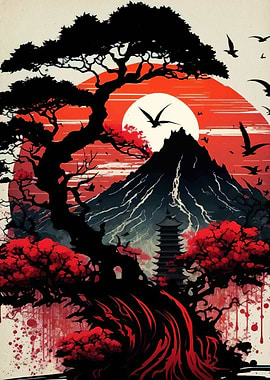 Japan Landscape Watercolor