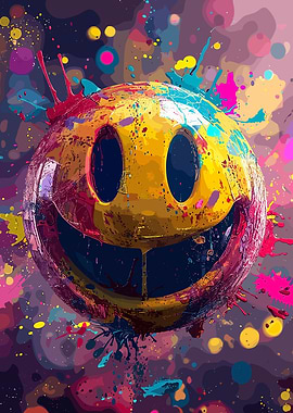 Crazy Colorful Smile Face