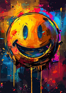 Colorful Crazy Smile Face