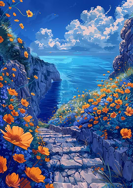 Flower Stairs Seascape