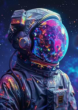 Neon Astronaut In Space