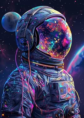 Neon Astronaut In Space