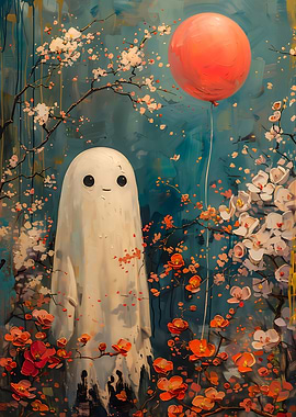 Boho Ghost with Balloon