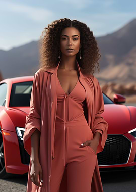 Beauty woman and Audi R8