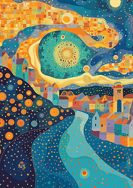 Morning Night Klimt Style