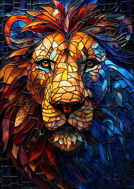 Royal Stained Glass Lion
