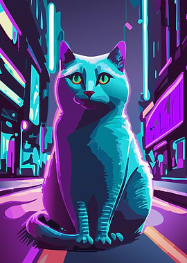 Neon Street Cat