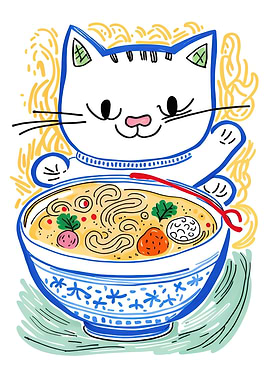 Ramen Cat Poster