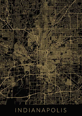 Indianapolis Map Black