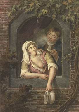 A woman with bare breasts