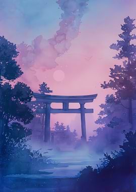 Torii Gate Japan Painting