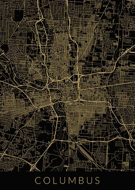 Columbus Map Black Gold