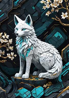 White kitsune Kintsugi