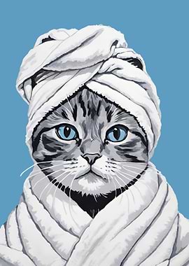 Cute Cat Bathroom Poster