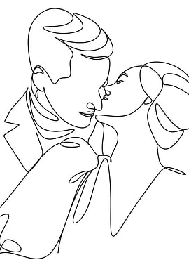 Wedding Couple in Line Art