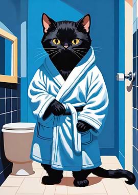Cute Bathroom Cat Poster